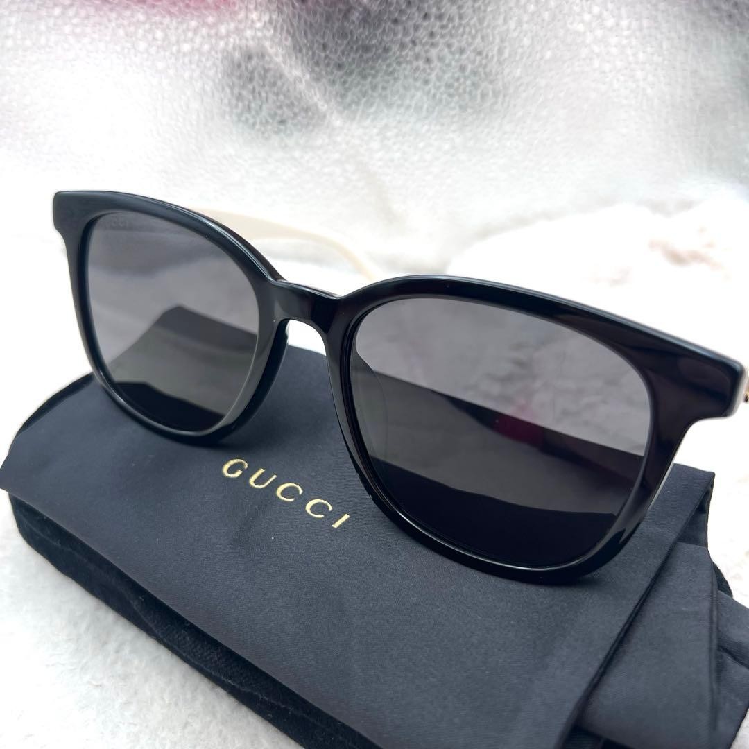 Excellent GUCCI GG1001SK Sunglasses Glasses Black × Ivory