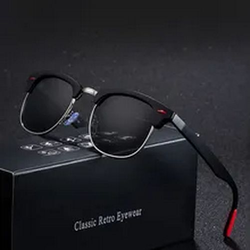 Classic Retro Rivet Polarized Sunglass Men Fashion Accessory Plastic Eyewear 1pc
