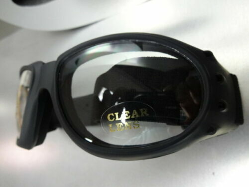 MOTORCYCLE BIKER Day or Night RIDING PADDED GLASSES GOGGLES Clear ANTI FOG LENS