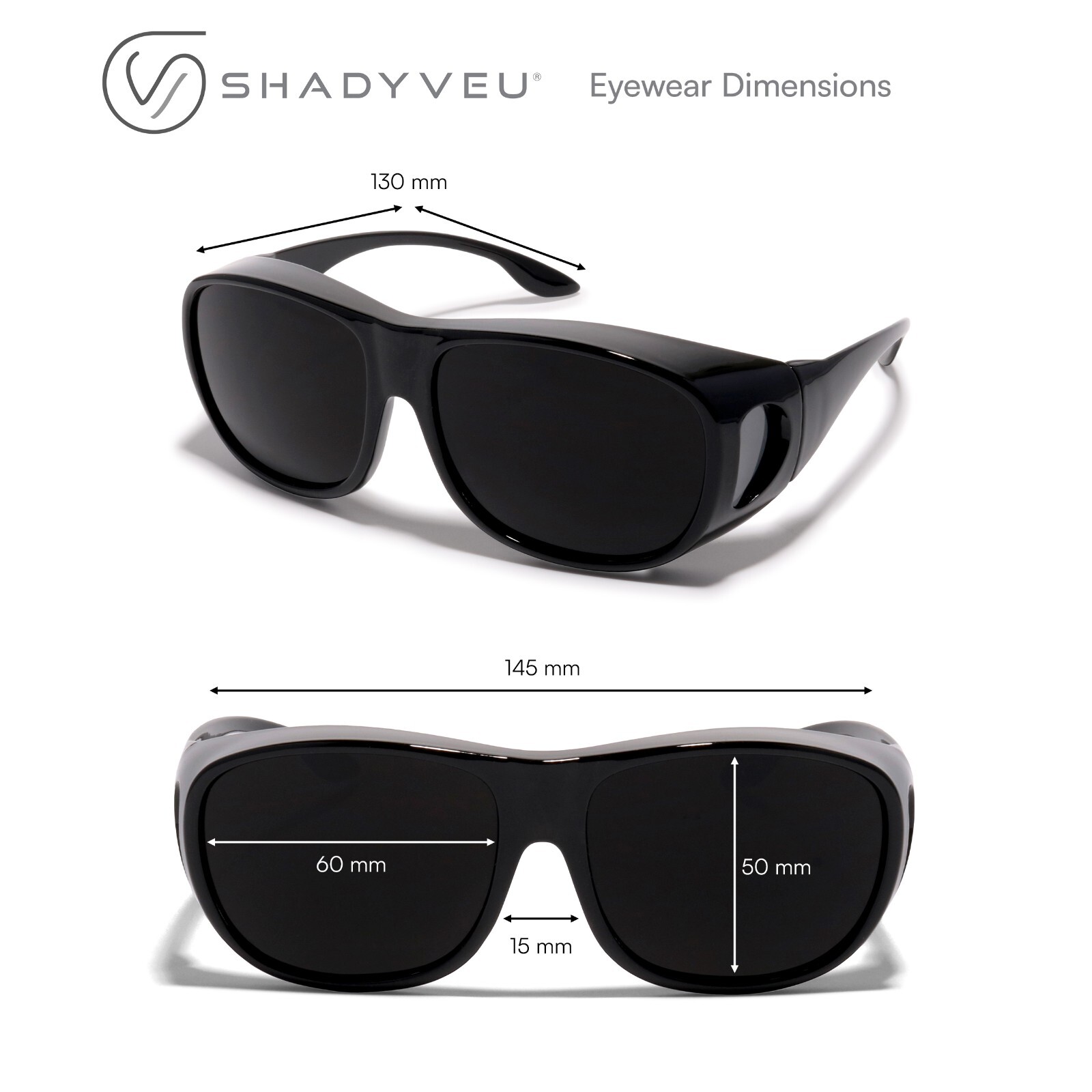ShadyVEU Oversized Fit Rx Glasses Over UV400 Super Dark Mens Womens Sunglasses