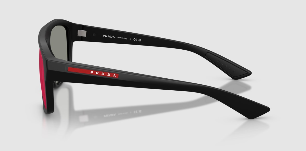 PRADA PS B02S 1BO08F Matte Black Dark Grey Mirror Blue Red 59mm Men’s Sunglasses