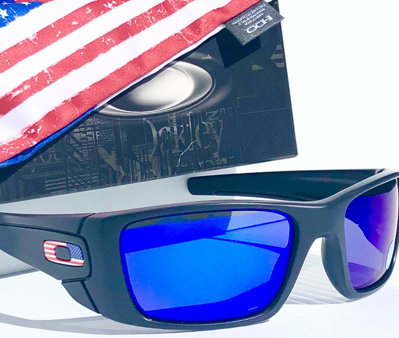 NEW* Oakley SI Fuel Cell Black USA Flag POLARIZED Galaxy Blue Sunglass 9096