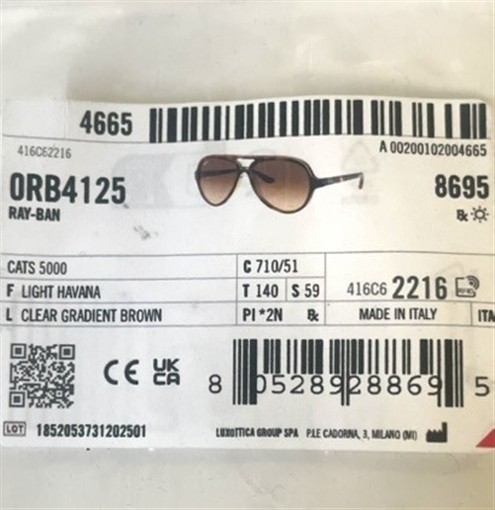 Ray-Ban Cats 5000 Sunglasses RB 4125 710/51 Light Havana Brown Glass Lens w/case