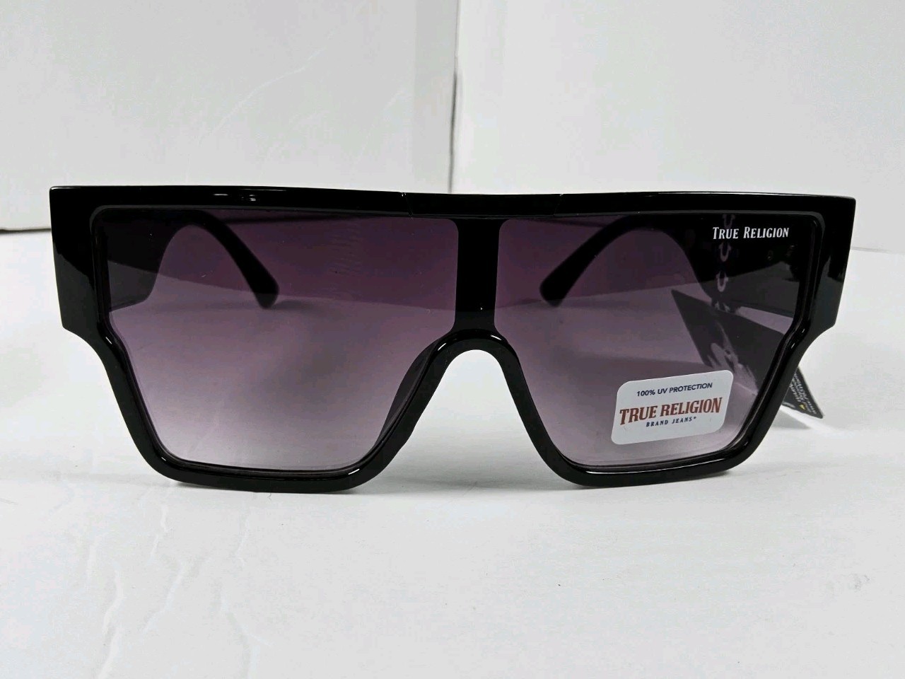 True Religion 100% UV Protection Black Trim Logo Square Sunglasses