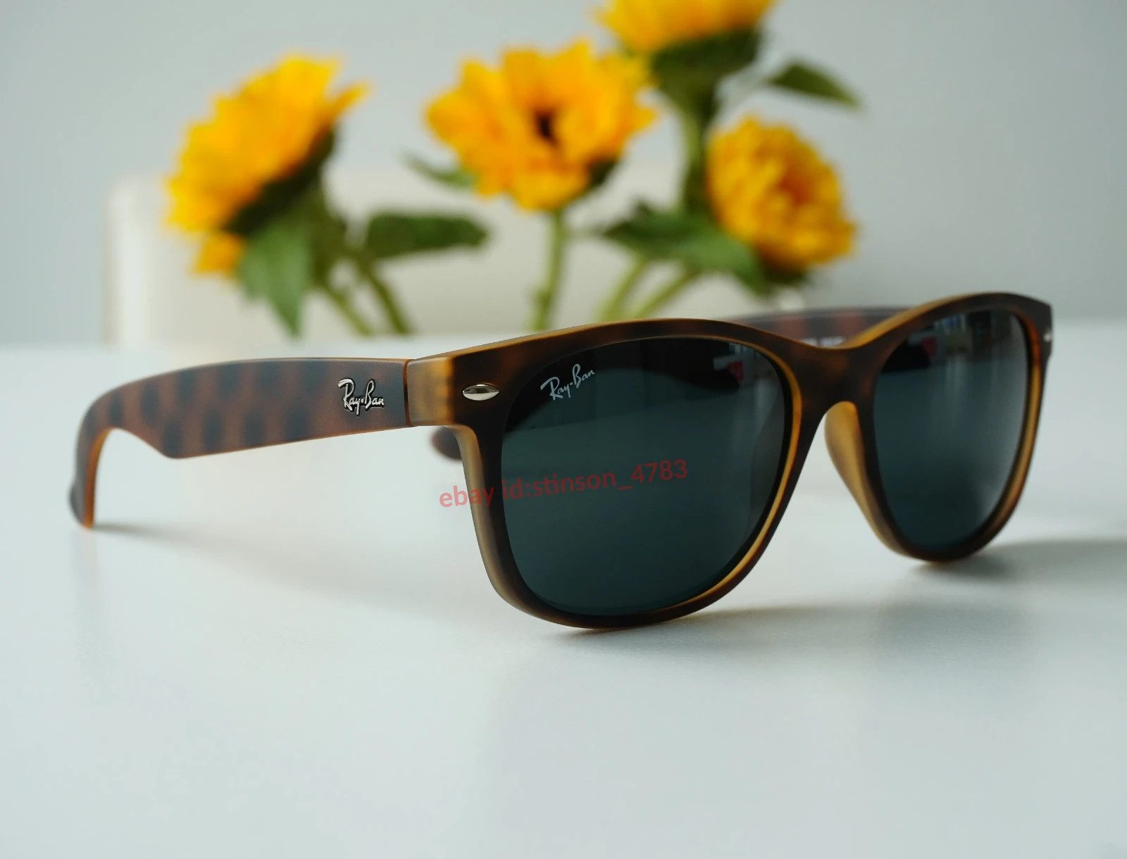 Ray-Ban RB2132 865/B1 Wayfarer Classic Sunglasses 55mm Matte Havana Dark Grey