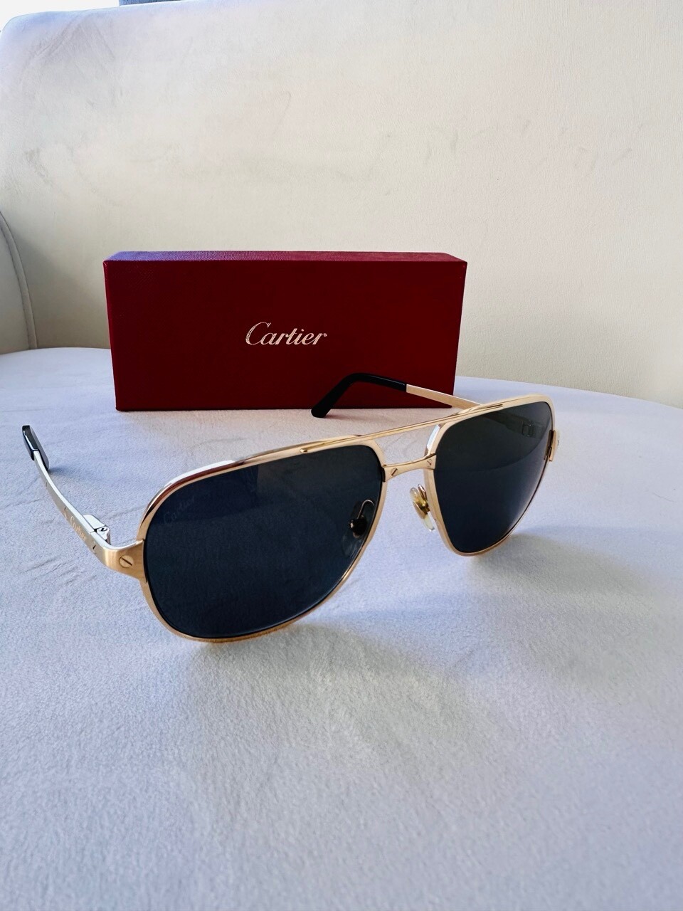 Cartier Santos De Cartier Polarized Grey Flash Mirror Navigator Men’s Sunglasses