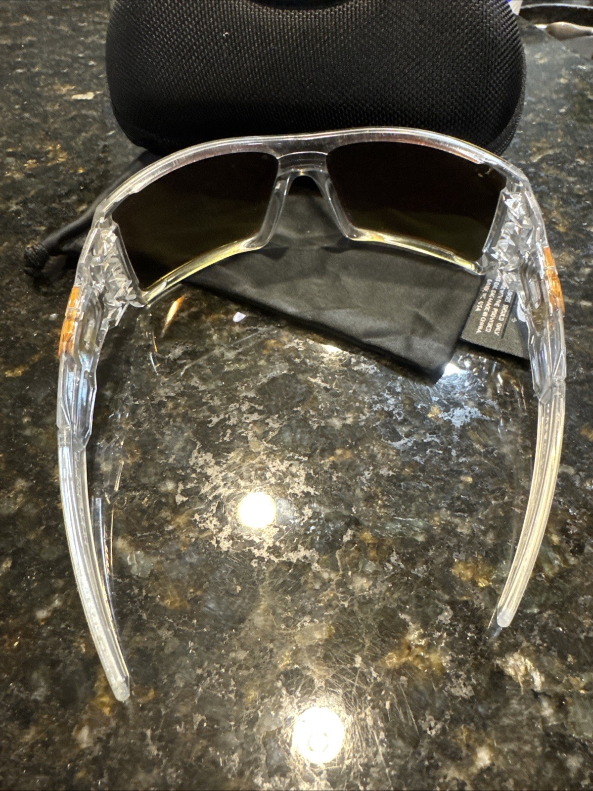 Oakley Oil Rig Polished Clear Frame Fire Iridium Lens Chrome Icons RARE