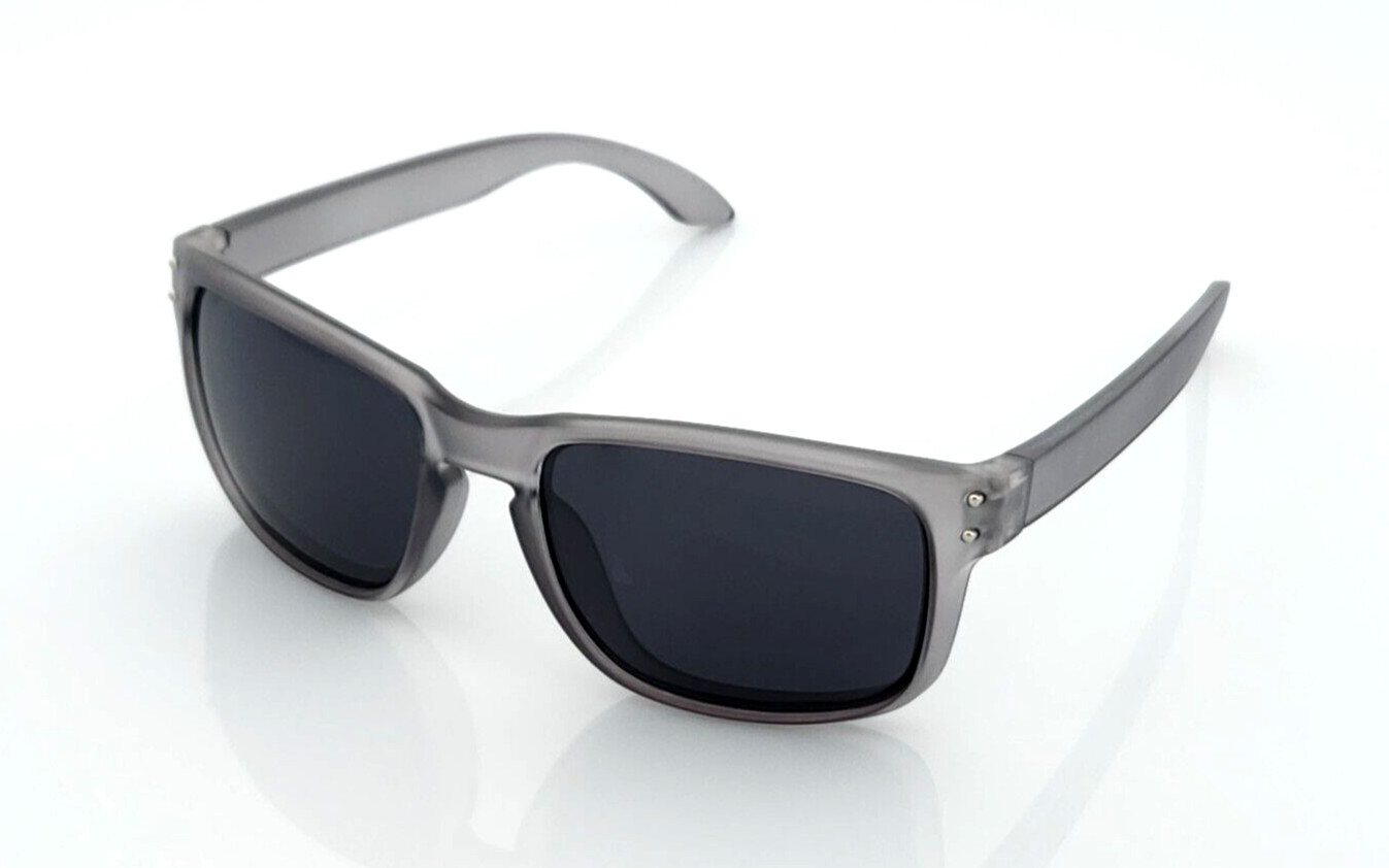 Polarized Sports Square Men’s Sunglasses Frost Gray Frame Dark Smoke Tint Lens