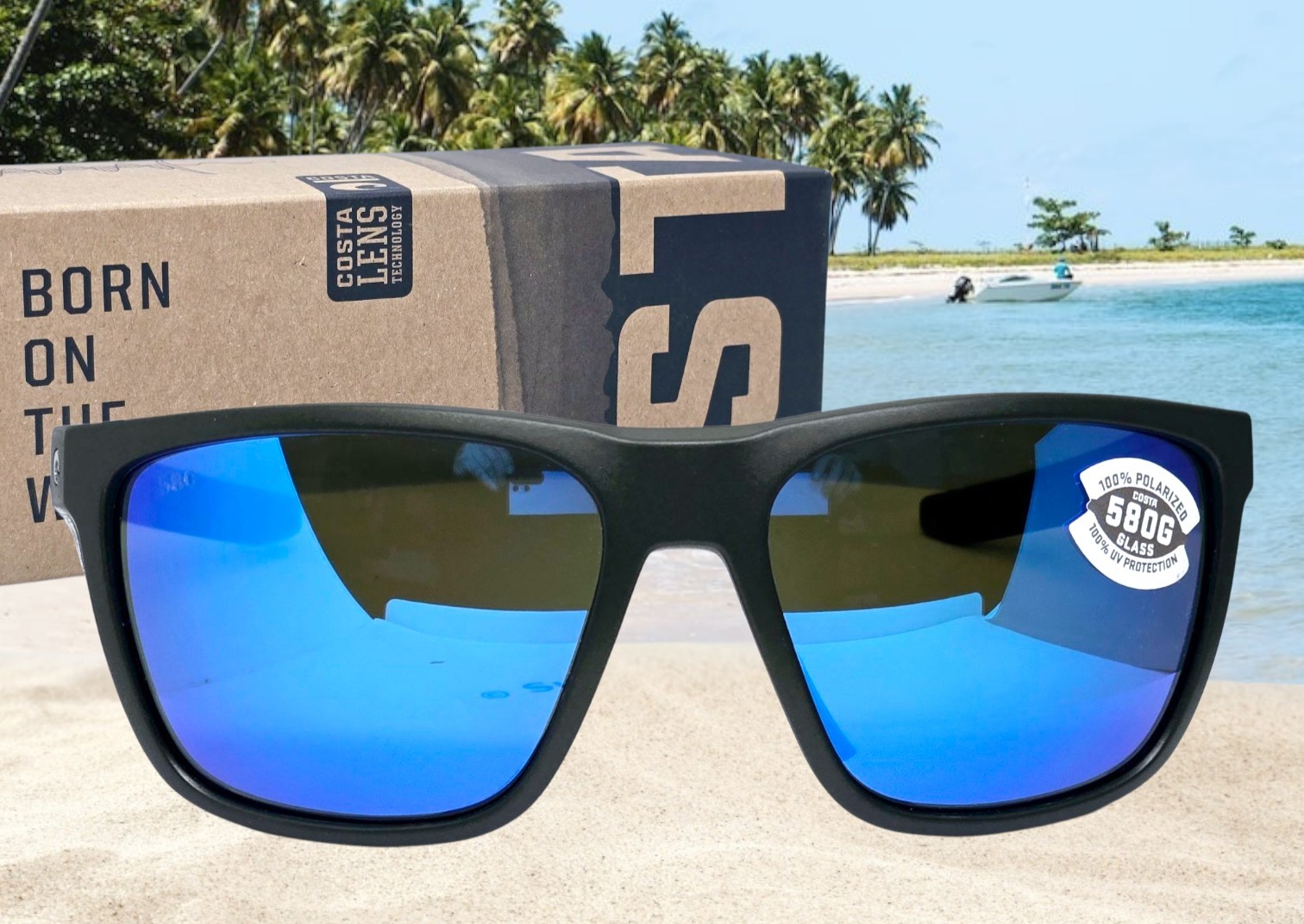 COSTA DEL MAR steel gray metallic/blue mirror FERG polarized 580G sunglasses NEW