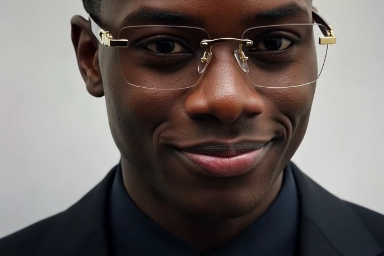 Men’s Vintage Gold Frame Rimless Hip Hop Black Woodgrain Clear Lens Glasses