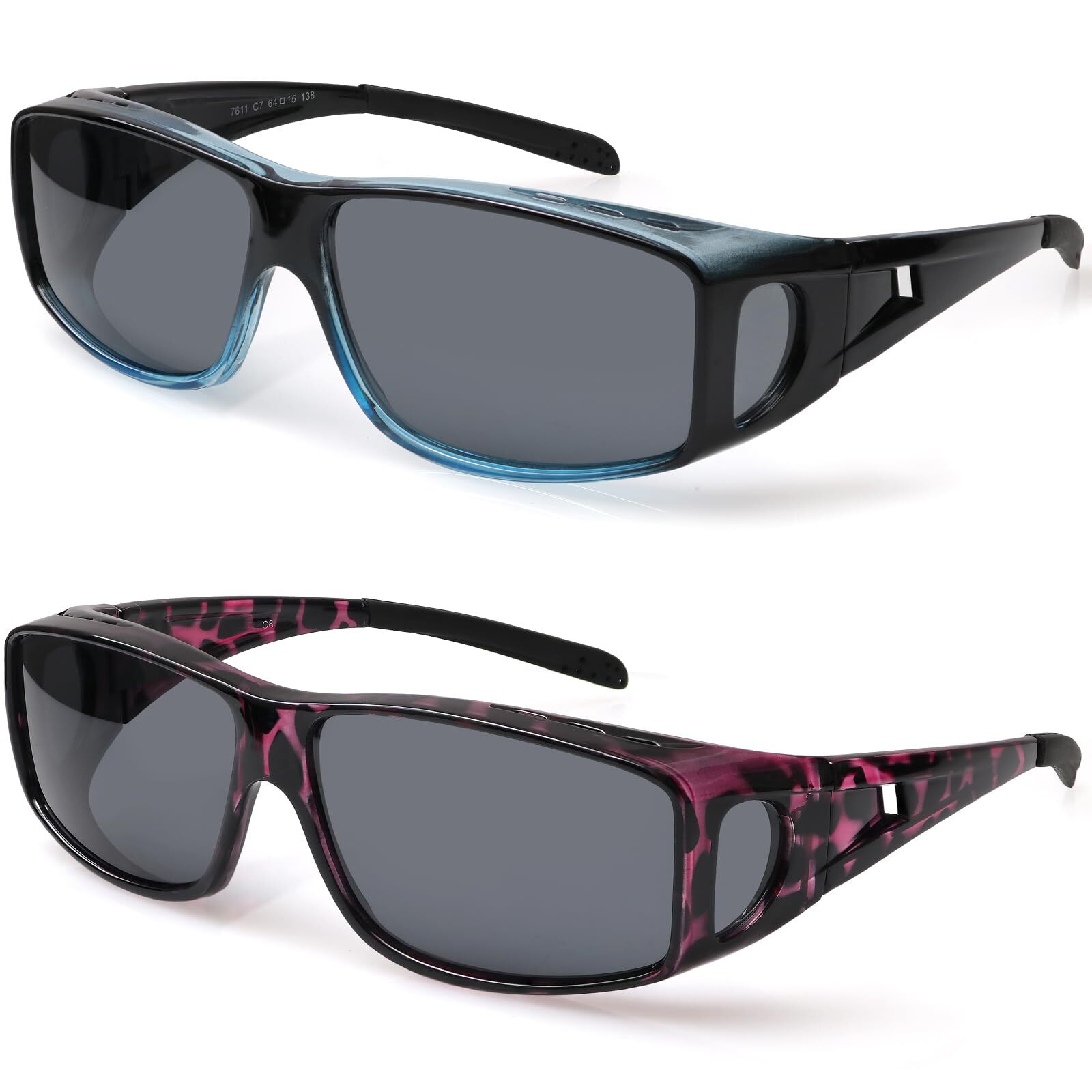 Yogo Vision Fit Over Wrap Sunglasses Polarized Lens Wear Over Eyeglasses 100% UV