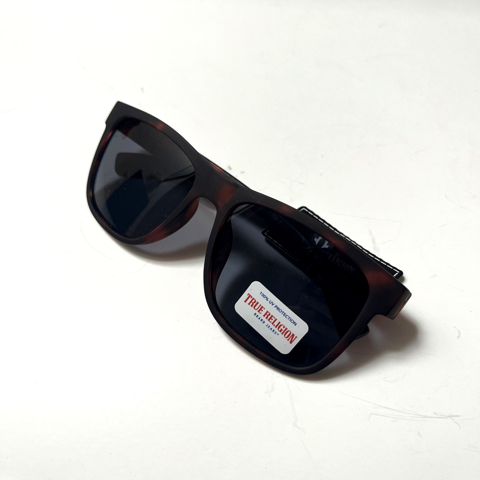 New TRUE RELIGION Classic Sunglasses Matte Tortoise Acetate Orange Logo