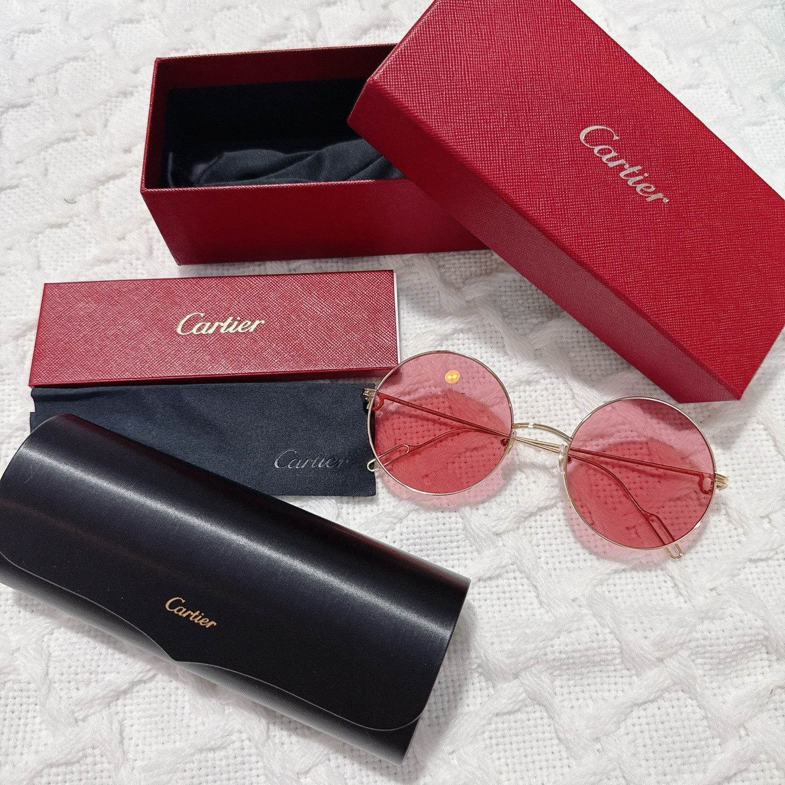 Authentic Cartier Premiere de Cartier CT0156S 003 Pink-gold Round Sunglasses NWB