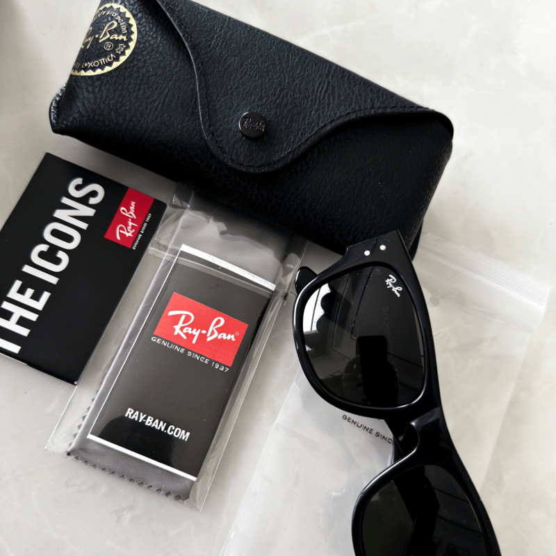 Ray-Ban Mega Wayfarer Sunglasses RB0840S 901/31 Black Frame Green Lens 51-21 145