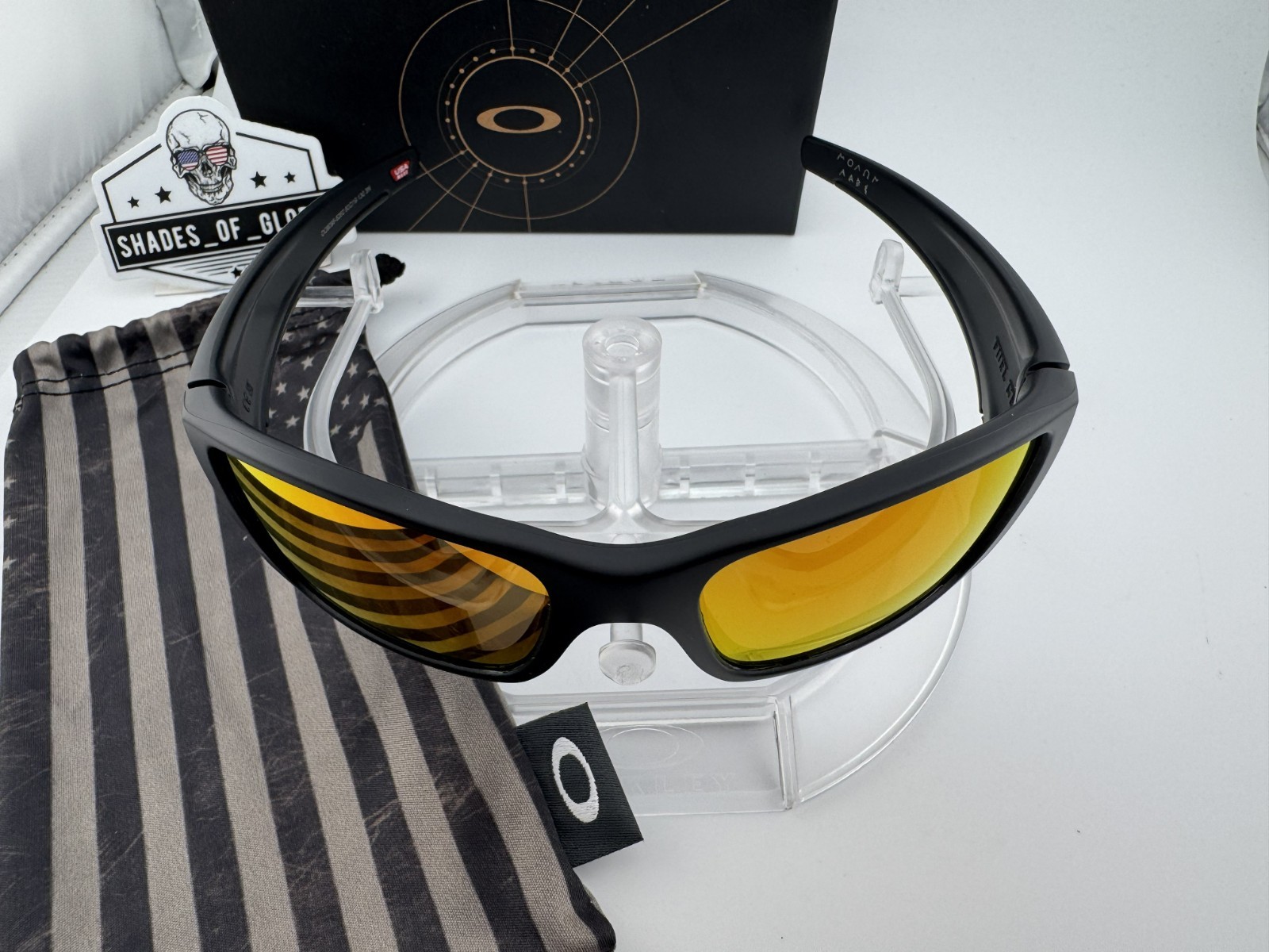 OAKLEY FUEL CELL SI MATTE BLACK USA FLAG RUBY GALAXY POLARIZED SUNGLASSES OO9096
