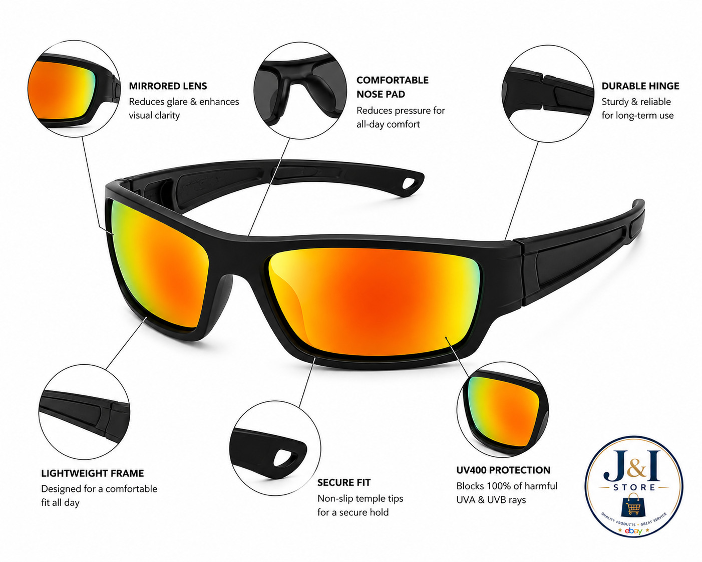 Premium Black Men’s 2 Pair Sunglasses with Mirror Lens