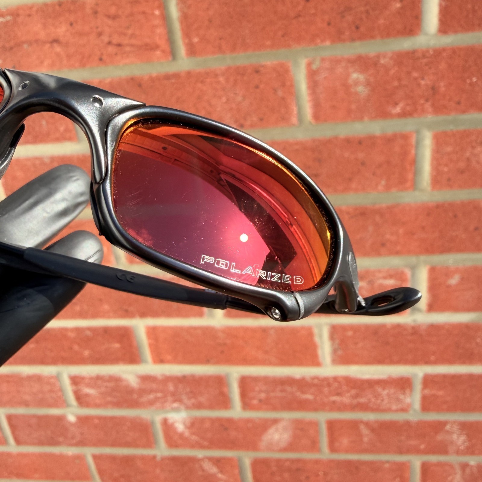 Vintage Oakley Juliet Carbon X-Metal Polarized Sunglasses Red Lens Black Frames