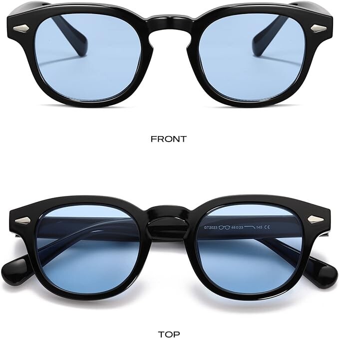 Mens Sunglasses Johnny Depp Robert Downey Tinted Blue Lens Retro Classic Fashion