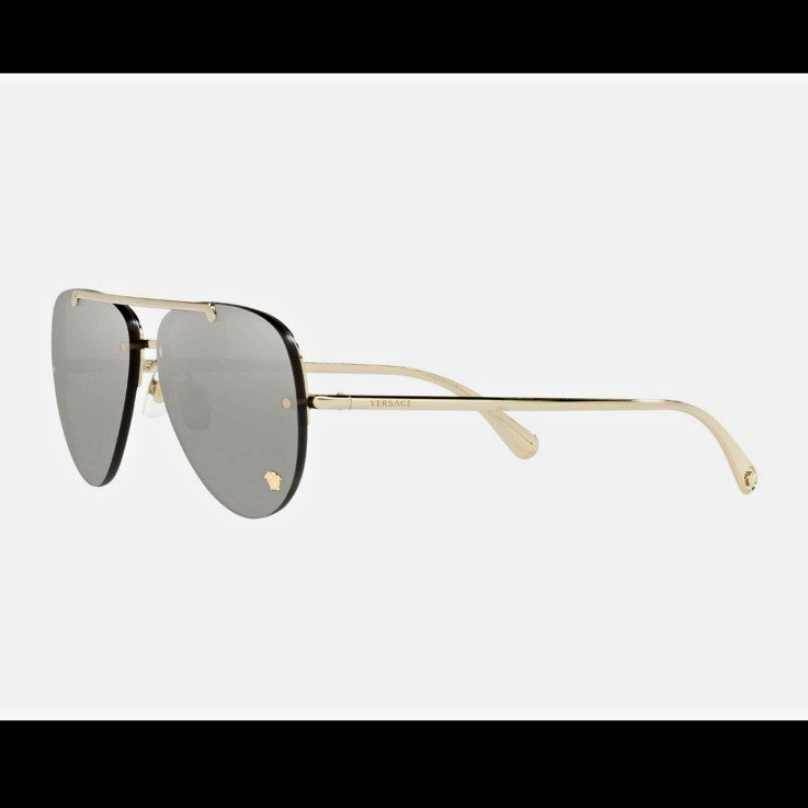 Versace MOD. 2231 Aviator Sunglasses Gold Metal Frame Gray Tinted 140mm