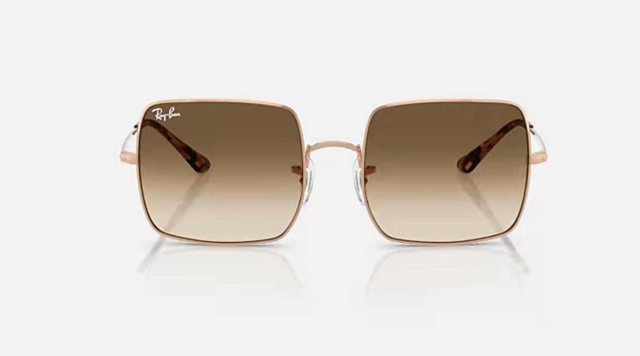 RAY-BAN SQUARE SUNGLASSES ROSE GOLD METAL / BROWN CLEAR GRADIENT RB1971 920251