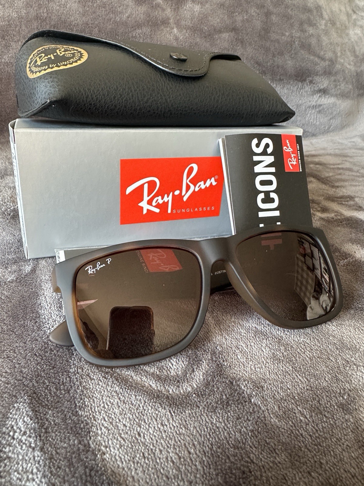 New Ray-Ban Justin Rb4165 Polarized 54mm Matte Havana Brown Gradient Sunglasses