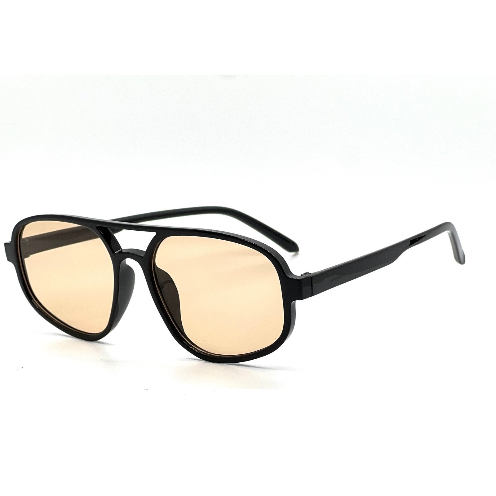 Men’s Sunglasses Designer Hip Hop Black Frame Champagne Lens Classic Pilot Style
