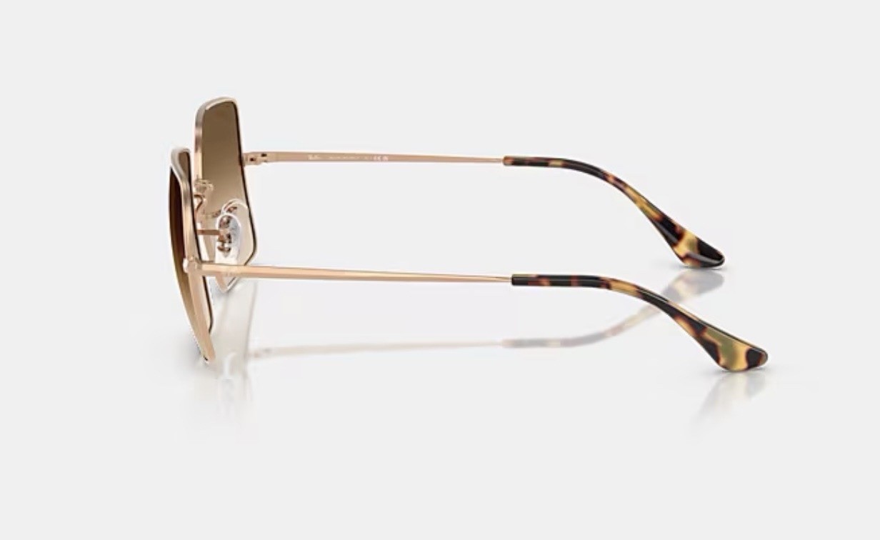 RAY-BAN SQUARE SUNGLASSES ROSE GOLD METAL / BROWN CLEAR GRADIENT RB1971 920251