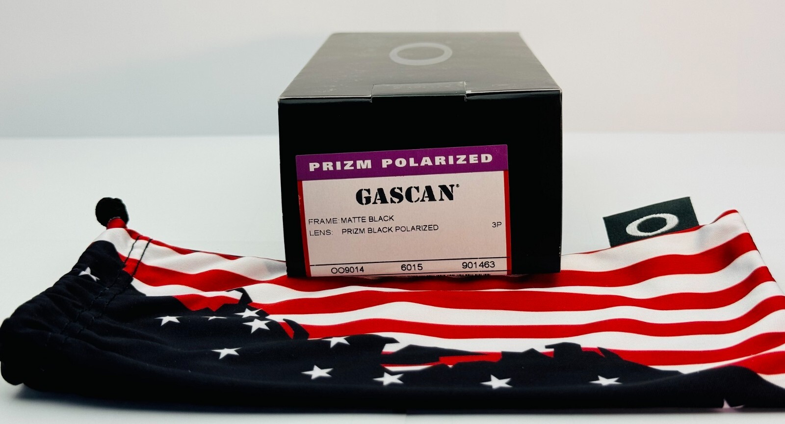 New Oakley Gascan Sunglasses / Matte Black / Prizm Black Polarized / USA Flag