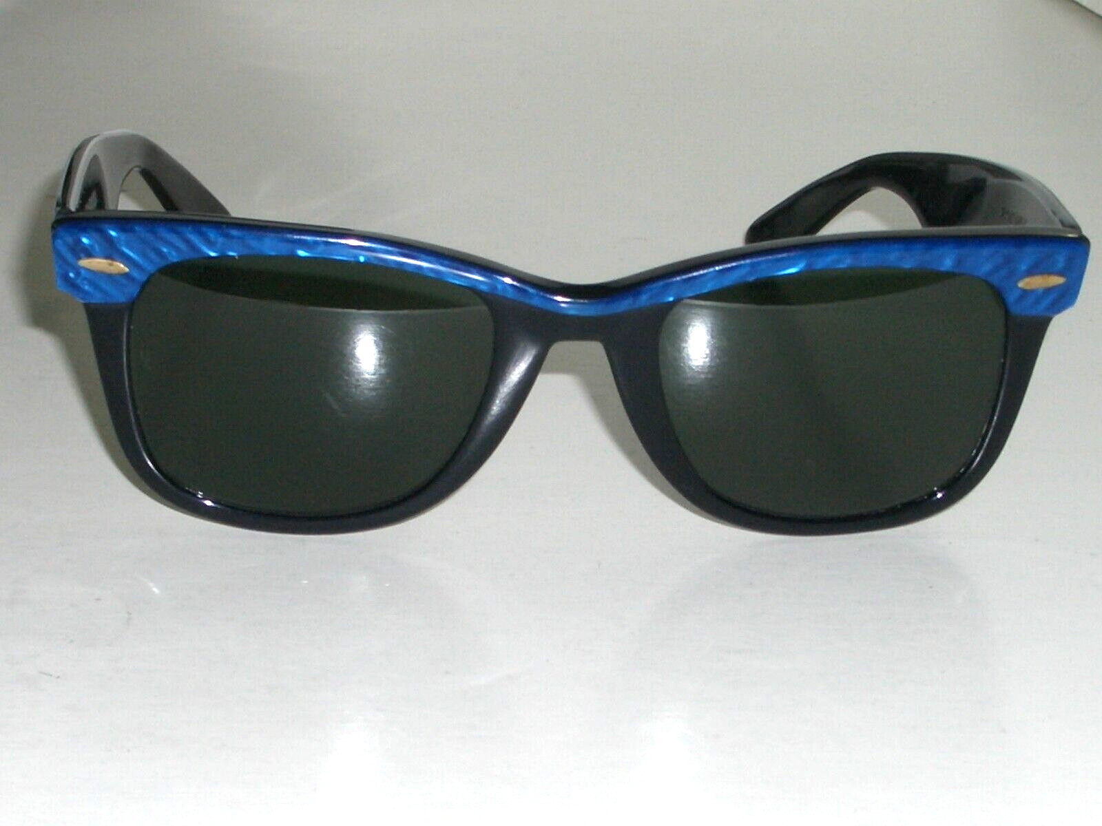 VINTAGE B&L RAY-BAN L1723 BLUE PEARL-TRIM G15 CRYSTAL WAYFARERS 5022 SUNGLASSES