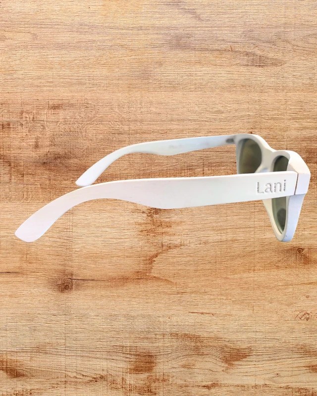 Lani Shades Polarized Floating Sunglasses White Blue Mirror w/ Case