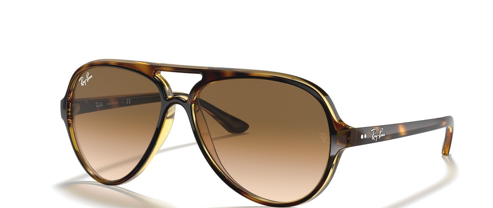 Ray-Ban Cats 5000 Sunglasses RB 4125 710/51 Light Havana Brown Glass Lens w/case