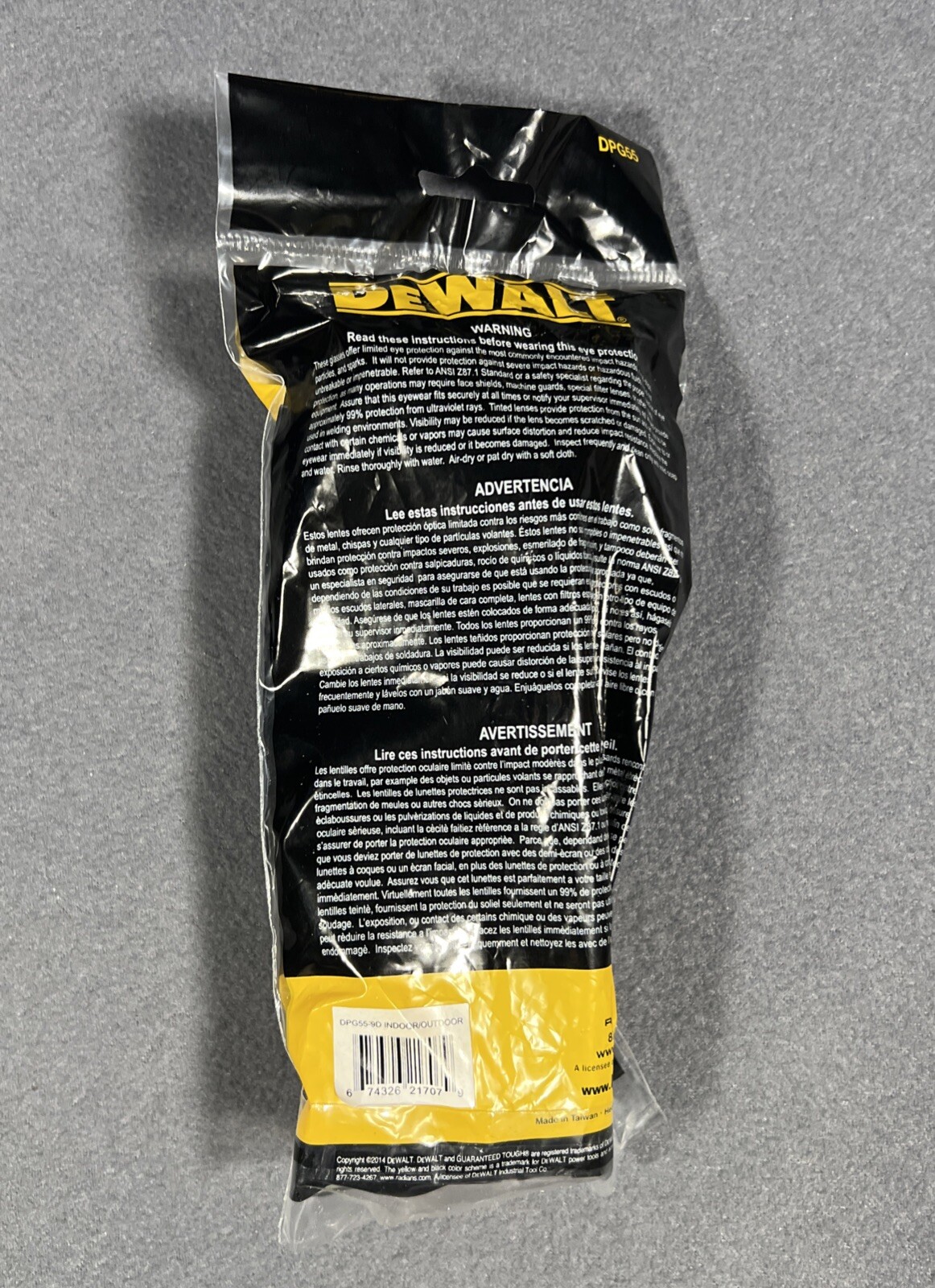 Dewalt DPG55 Protective Eyewear Impact Resistant Silver Tinted Lenses NEW