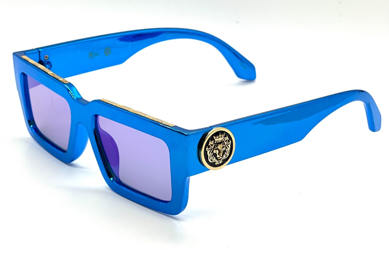 MEN GOLD LION HEAD MEDALLION SUNGLASSES CLASSIC CASUAL RETRO DESIGNER OUTDOOR