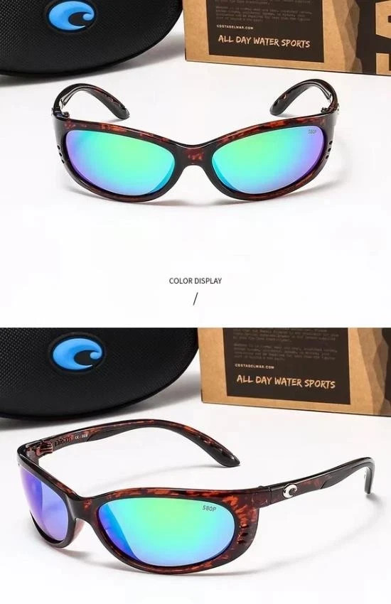 Costa Del Mar Brine Tortoise Shell Frame /Green Mirror Polarized Sunglasses 580p