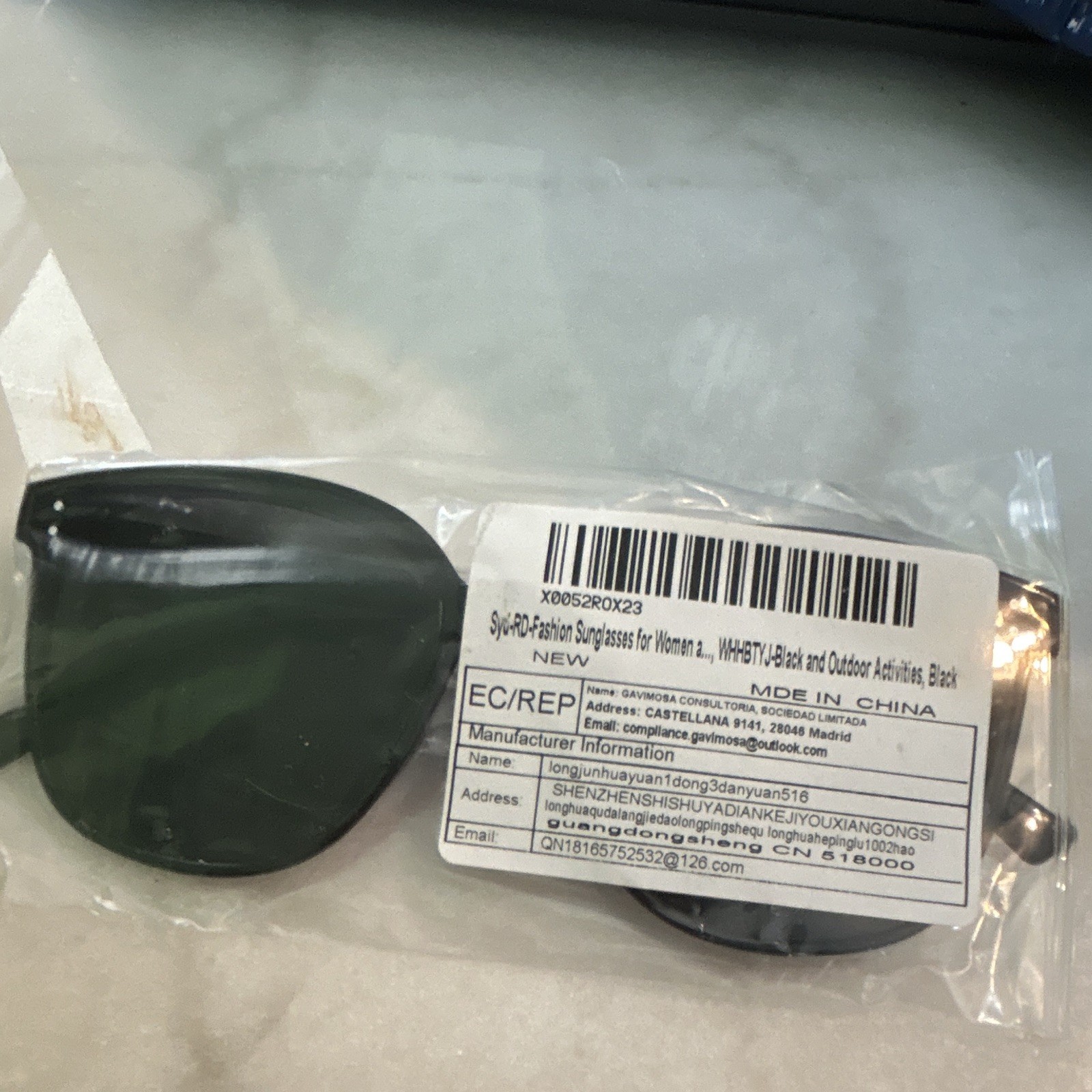Unisex Adults Wrap Sunglasses Black Plastic Frame, Tinted Black Lenses
