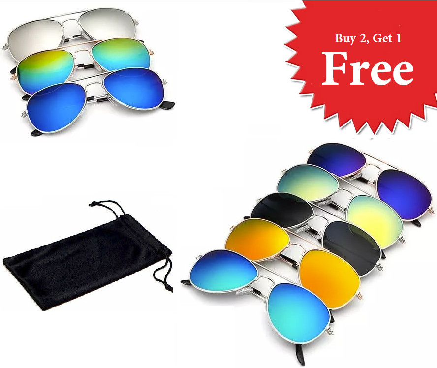 SUNGLASSES Aviator Mirrored Mens Womens UV400 Lens Frame Color Retro Vintage Sun
