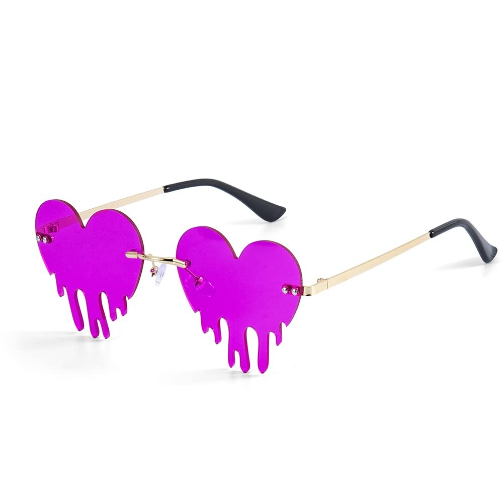 Melting Heart Sunglasses for Men/Women Rimless Irregular Party Unique Sun Gla…