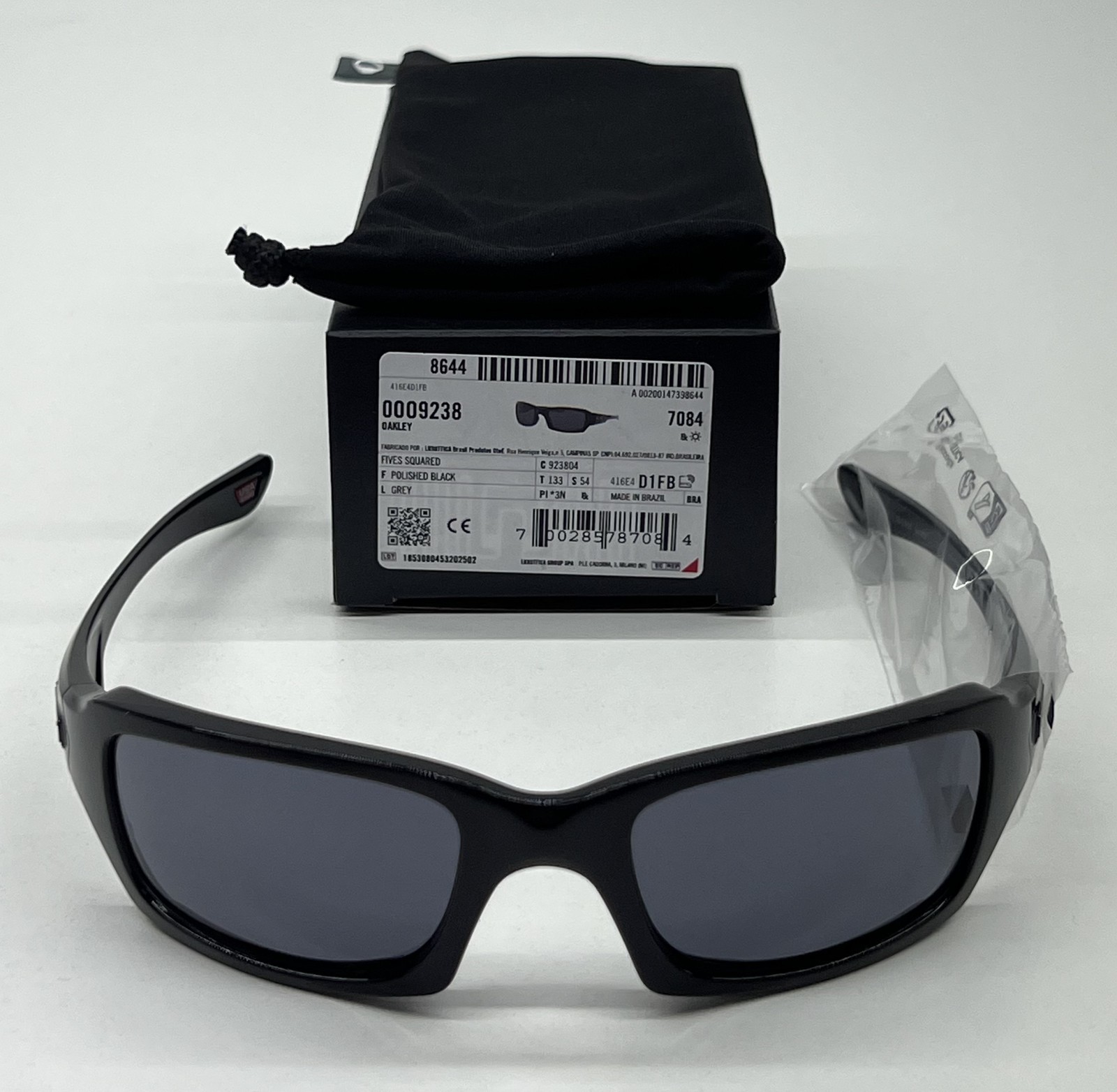 OAKLEY FIVES SQUARED 9238-0454 Grey Lenses, Polished Black Frame – READ DESCRIPT