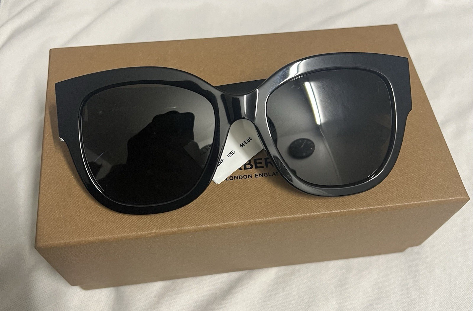 Saint Laurent SL M95/F 005 Sunglasses Black/Polarized Grey Cat Eye 56mm No Case