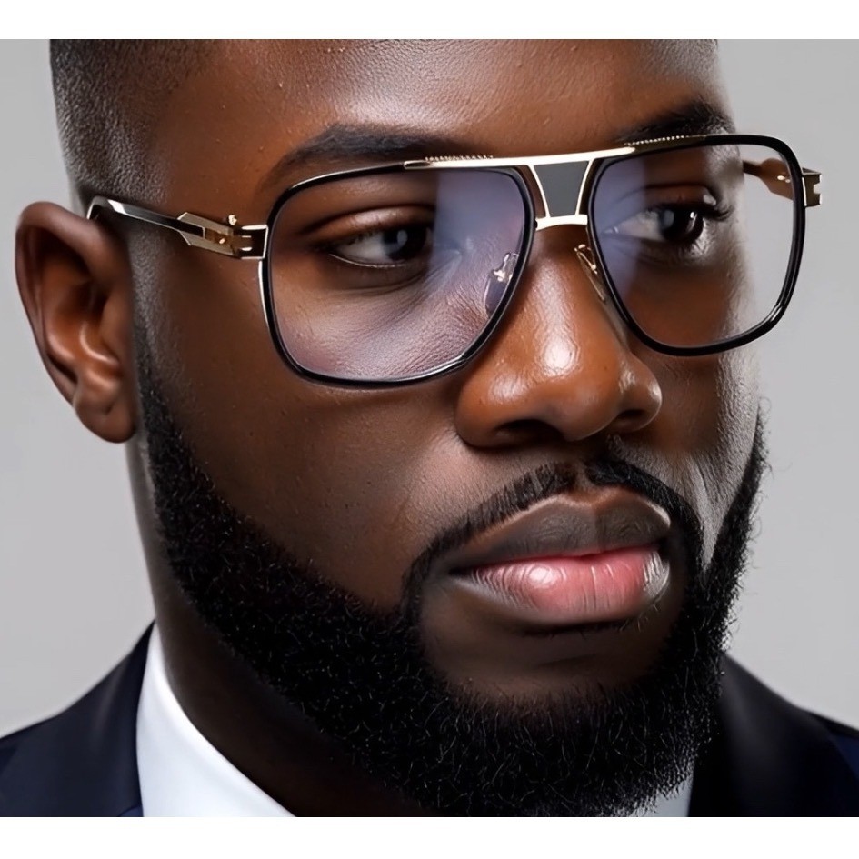 Classic Glasses Gold Black Frame Fashion Hip Hop Style Clear Lens Men Bold 2026