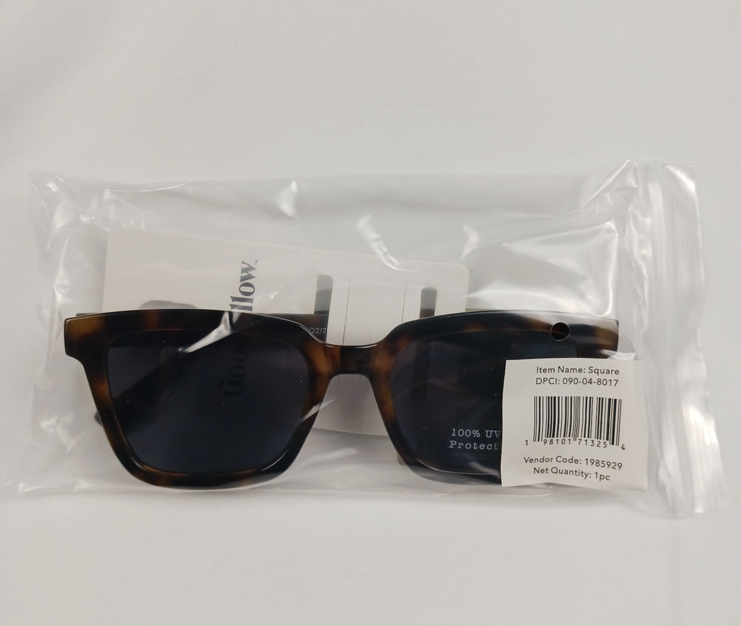 Goodfellow & Co Men’s Square Tortoise Sunglasses 100% UV Protection NWT