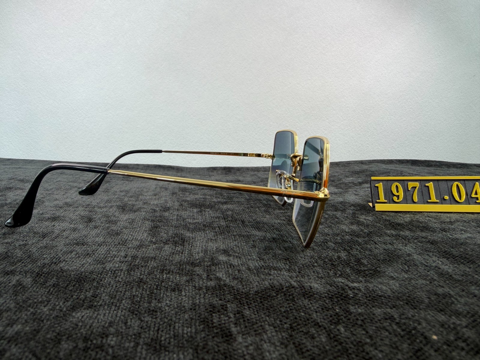 Ray-Ban RB1971 Square Sunglasses, Gold Frame, Blue Gradient G-15 Lens