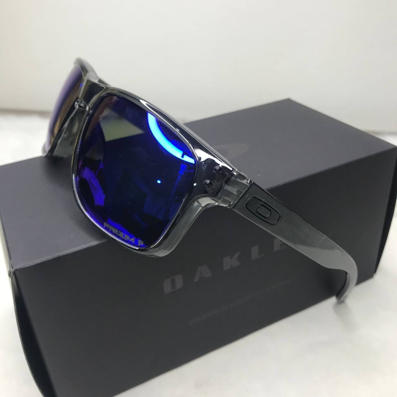 Oakley Holbrook Polarized Sunglasses Smoke Gray Frame Deep Blue Mirror Lens
