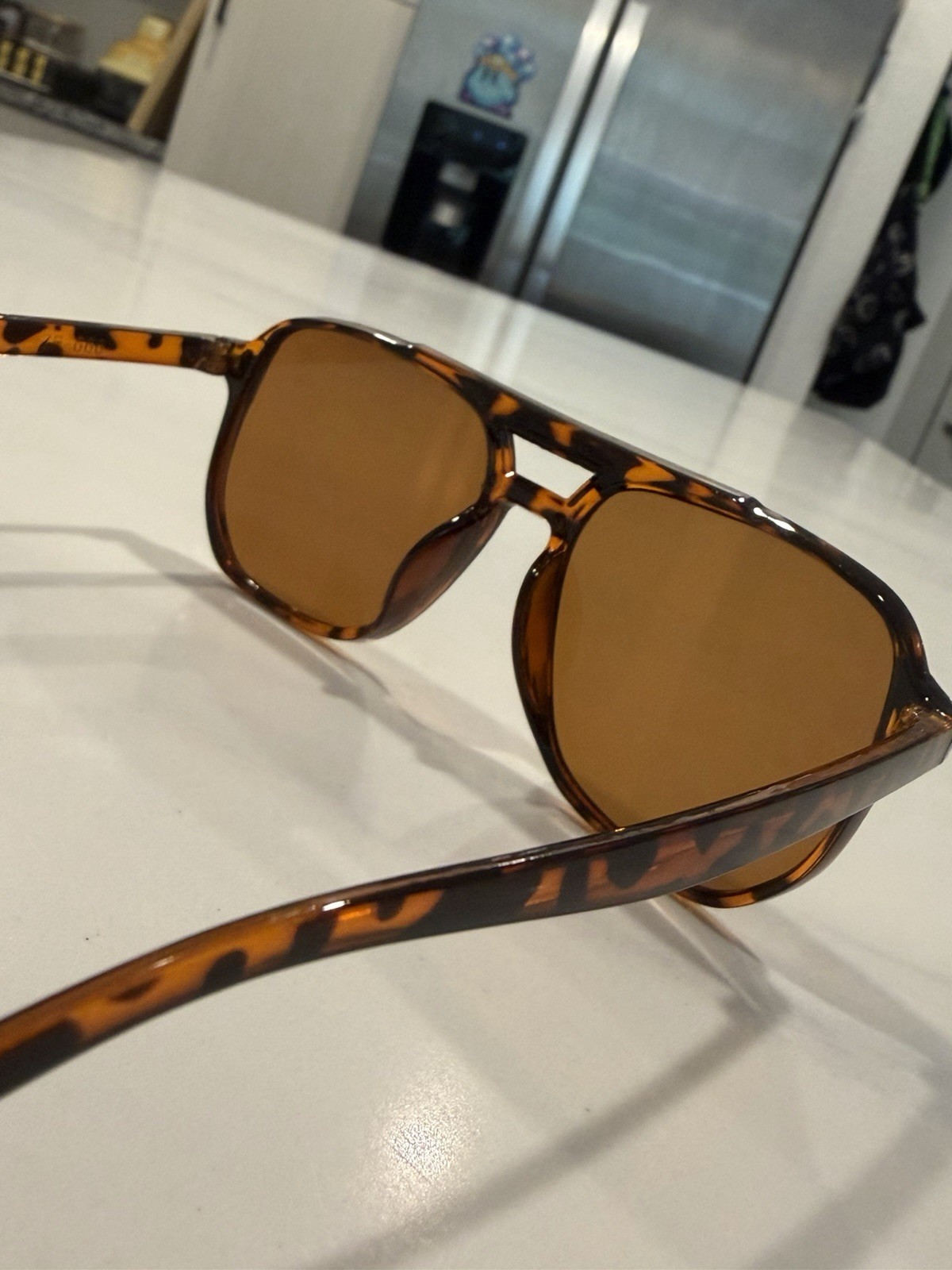 Tortoise Shell Aviator Sunglasses Brown Plastic Frame & Brown Tinted Lenses
