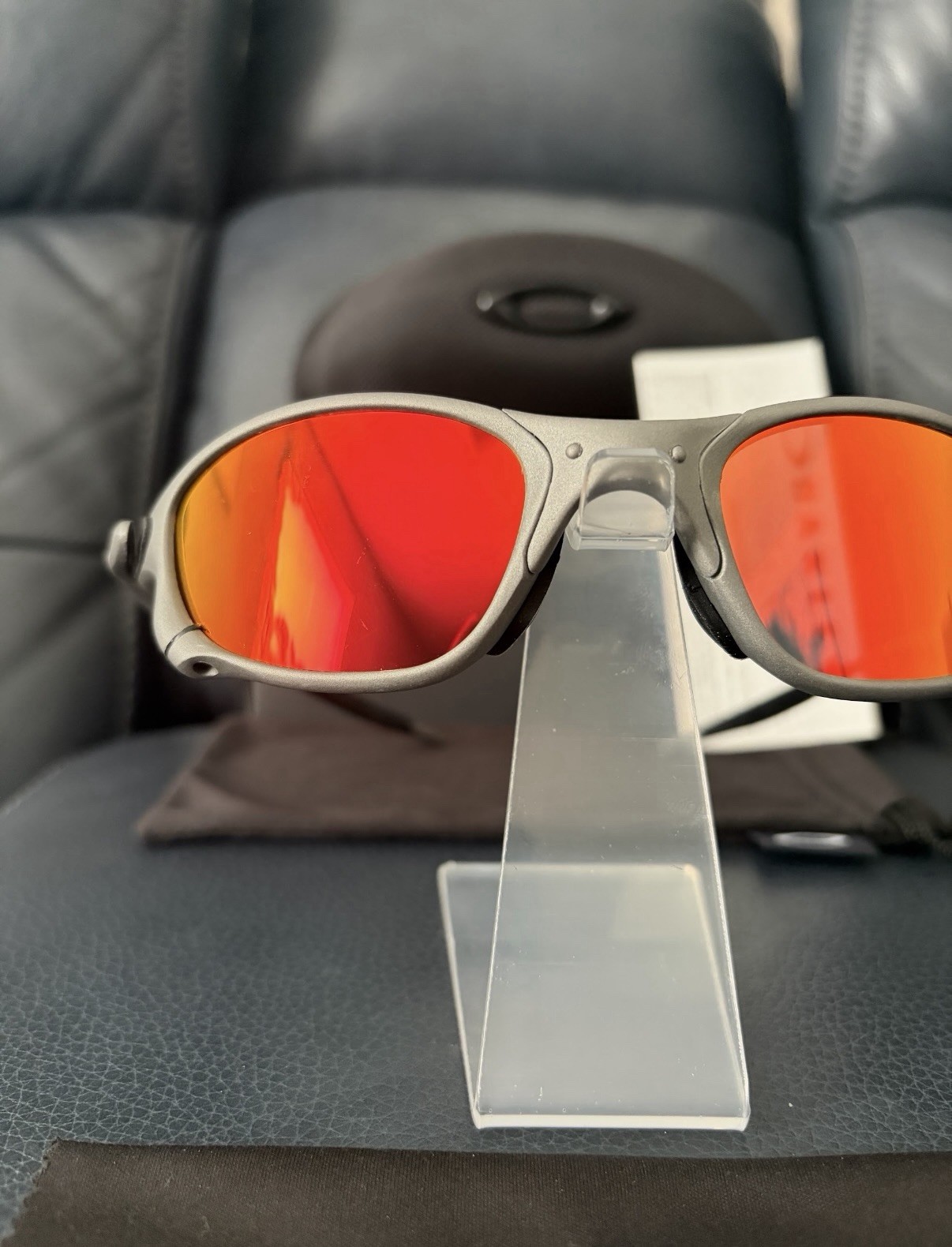 Vintage Oakley Juliet 1.0 X-Metal Polarized Sunglasses Silver Frames