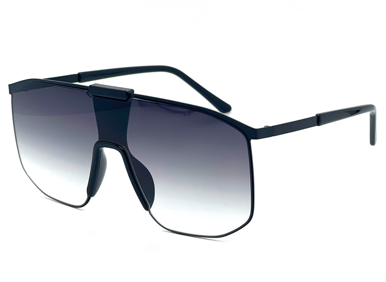 Men Women Black Lens Glasses Sunglasses Fashion Big Oversize Flat Lens Square