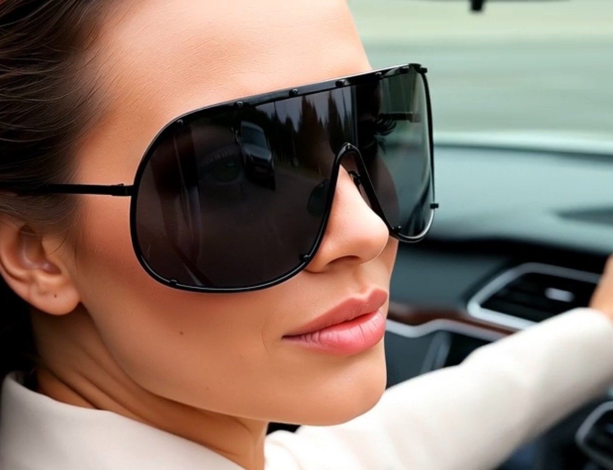 Fashion Oversized Luxury Sunglasses for Women Men One-piece Lens Frame Uv400 New