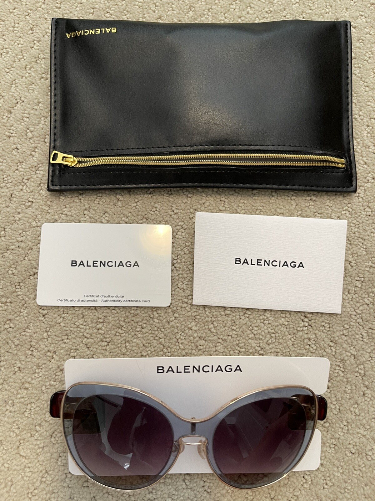 BALENCIAGA GOLD TRIM BA 2 20T 56-19 LIGHT BLUE VIOLET SUNGLASSES: Authentic, NWD