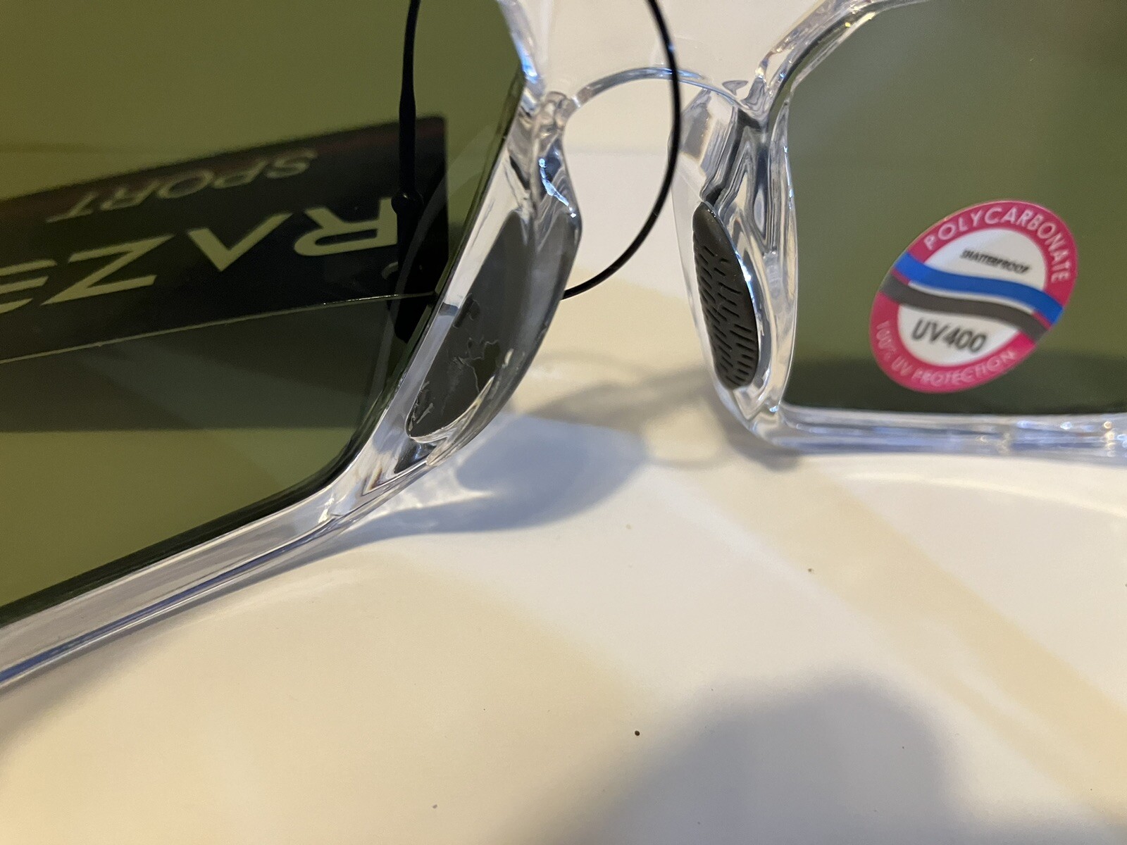 RAZE Eyewear Sunglasses Journey mirrored blue lens clear frame 26922