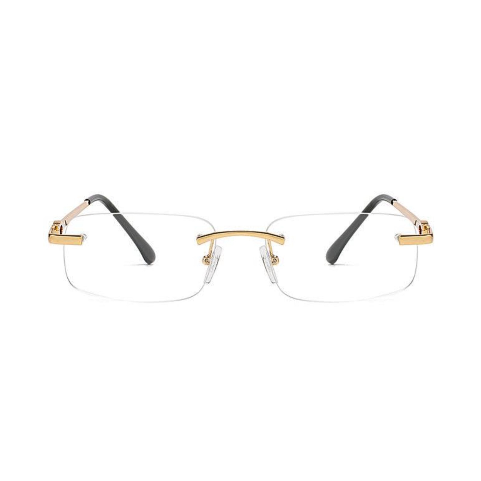 Designer Rimless Narrow Clear Lens​ Gold Wire Frame Metal Rectangular Glasses